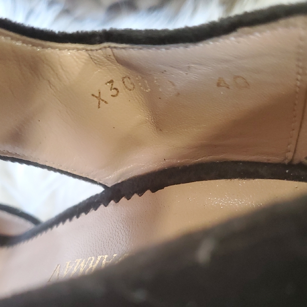 Emporio Armani Velvet Black Heels with Ribbon Tie Detail and Rounded Toe Sz 40 - Picture 7 of 11